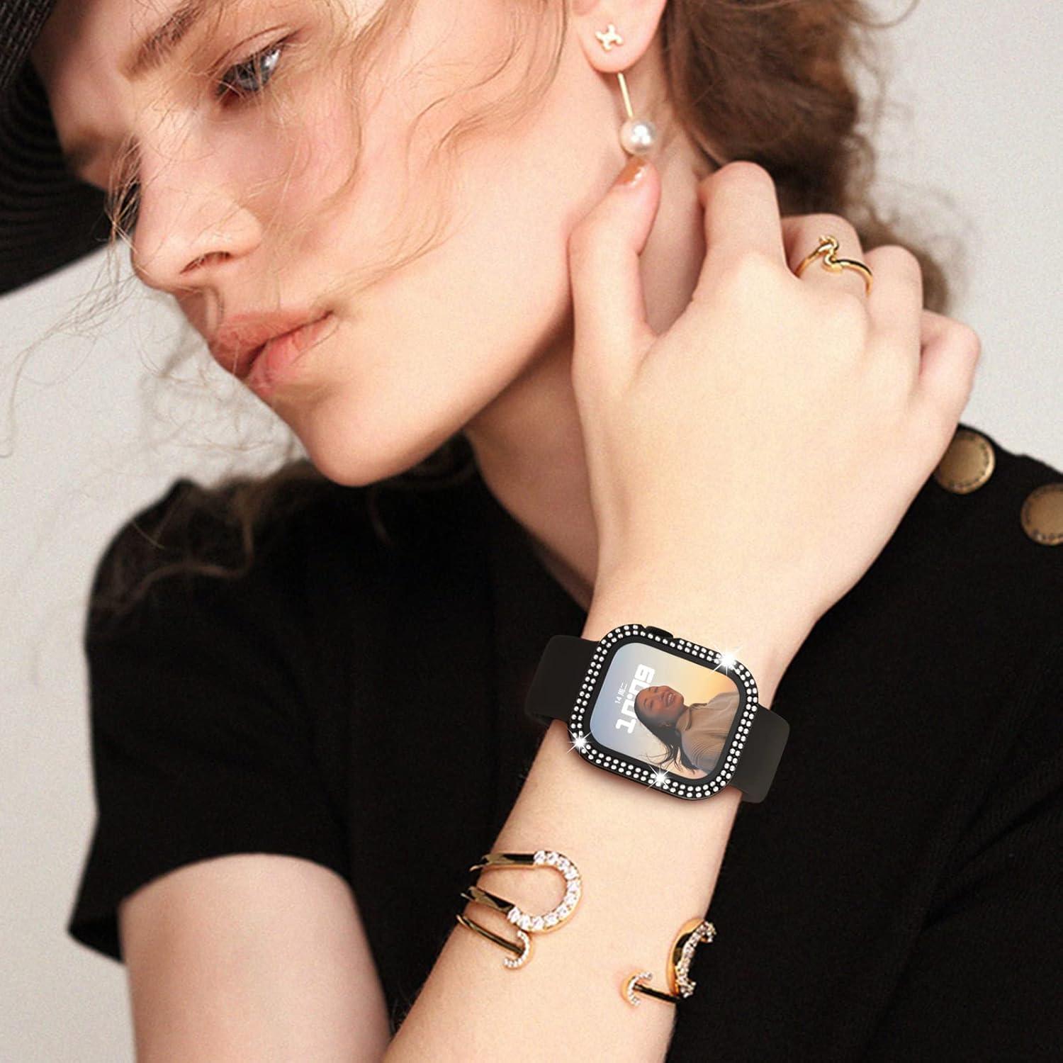 Funda Adepoy para Apple Watch 44mm con Diamantes y Protector