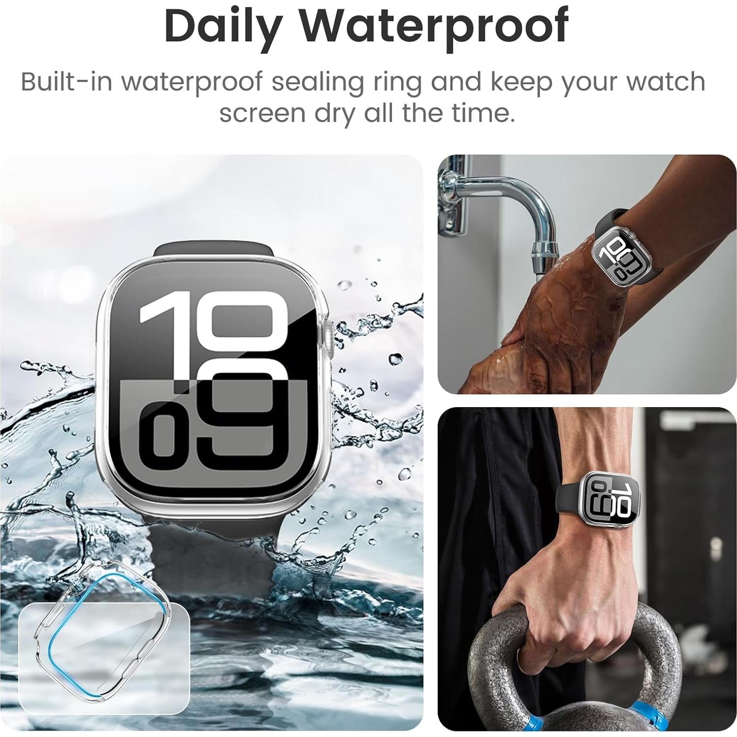 Funda Impermeable LETOID para Apple Watch Serie 10 46mm Transparente