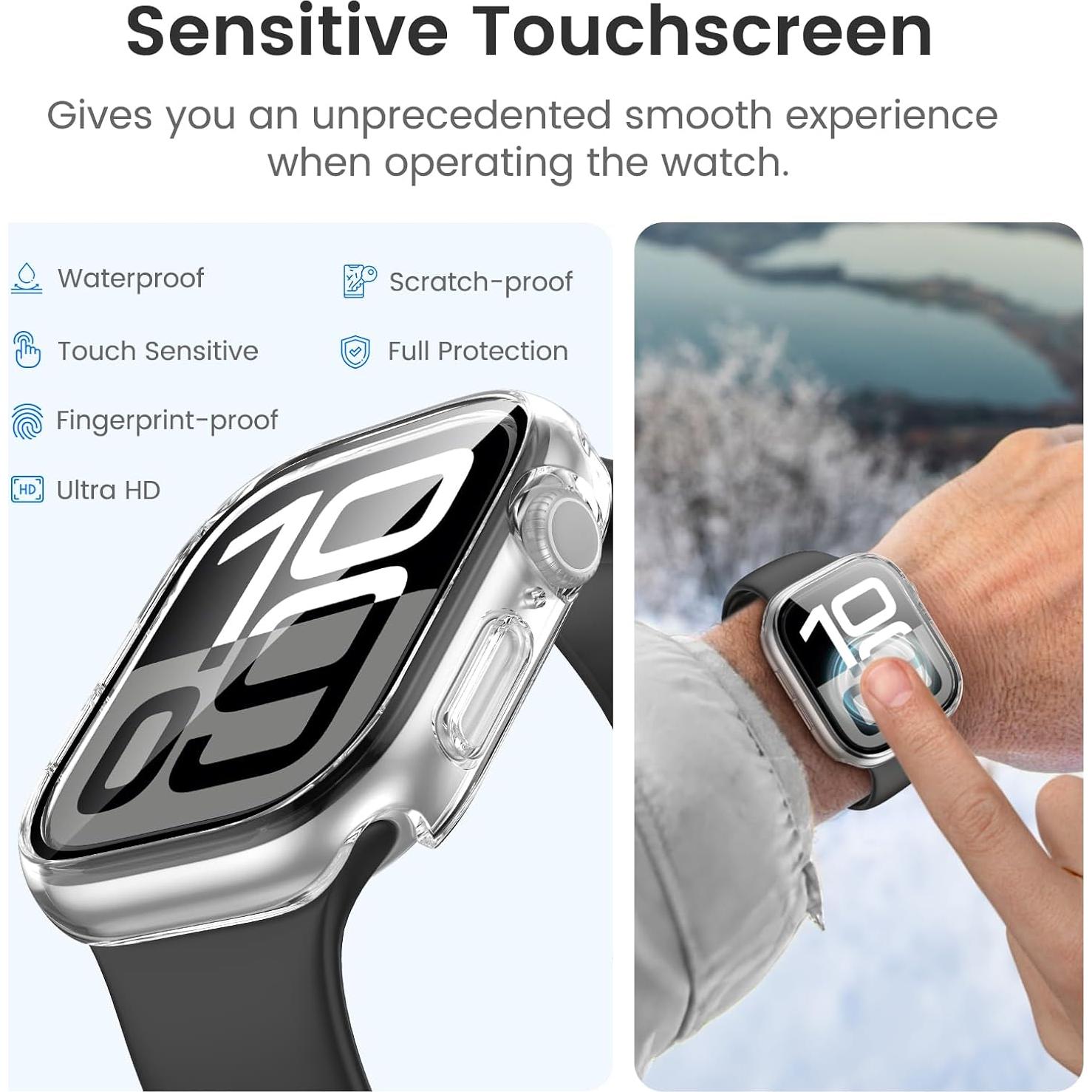 Funda Impermeable LETOID para Apple Watch Serie 10 46mm Transparente