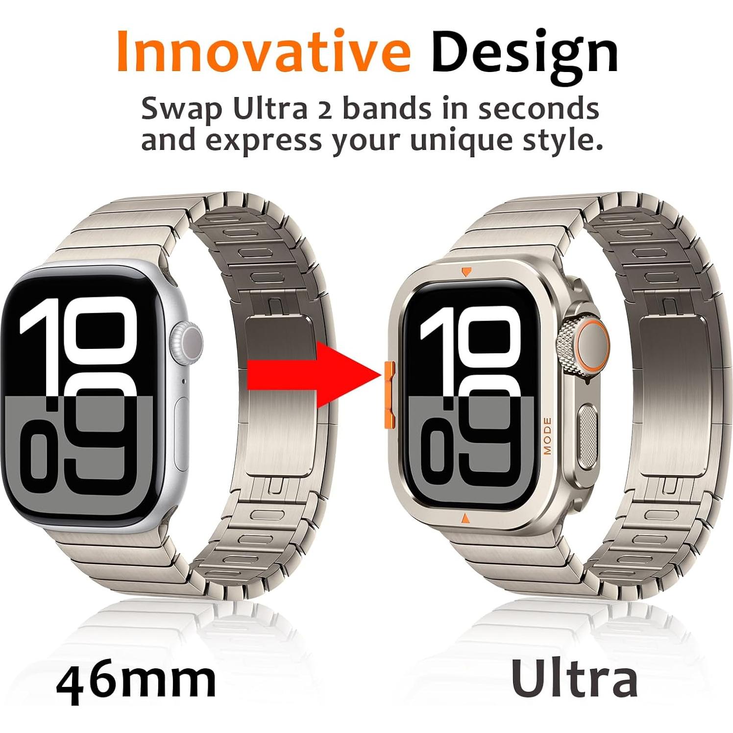 Funda de Metal Amizee para Apple Watch Series 10 46mm Titanio