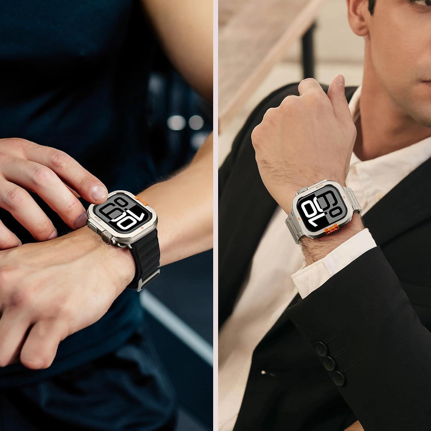 Funda de Metal Amizee para Apple Watch Series 10 46mm Titanio