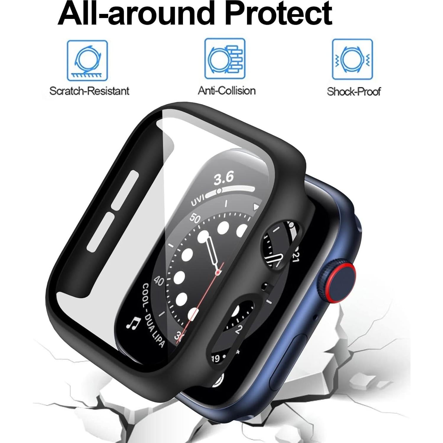 Paquete de 6 Carcasas Duras JZK para Apple Watch 42mm con Protector