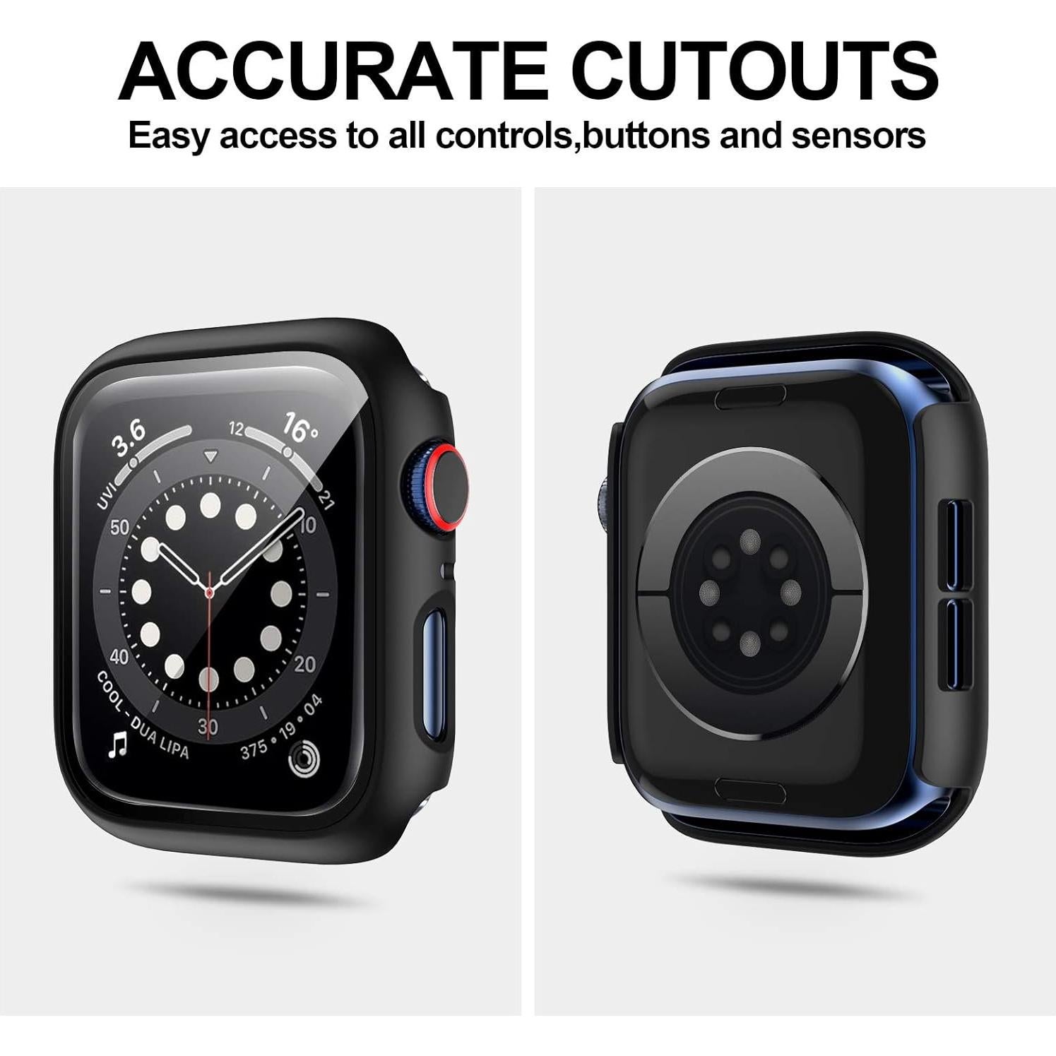 Paquete de 6 Carcasas Duras JZK para Apple Watch 42mm con Protector