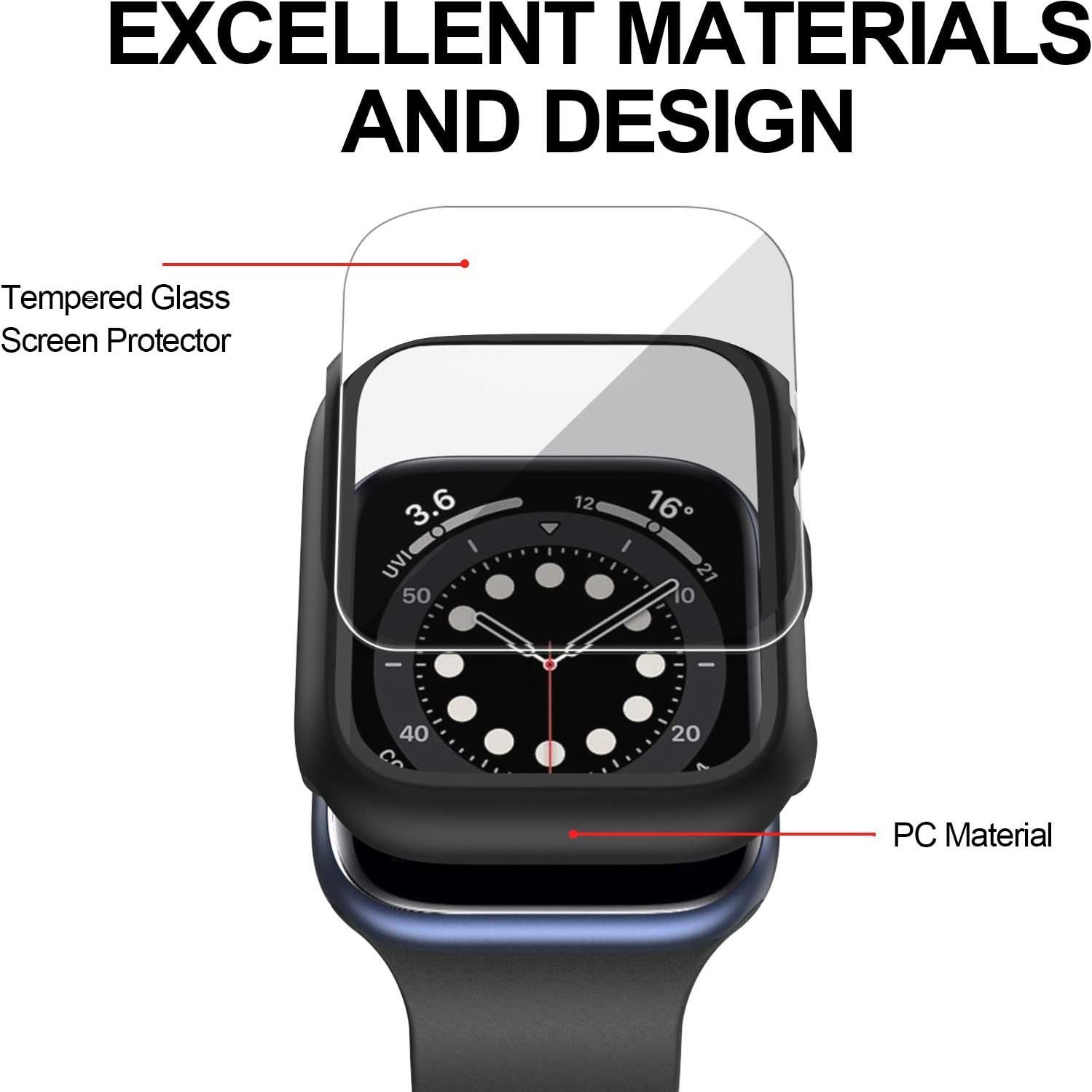 Paquete de 6 Carcasas Duras JZK para Apple Watch 42mm con Protector