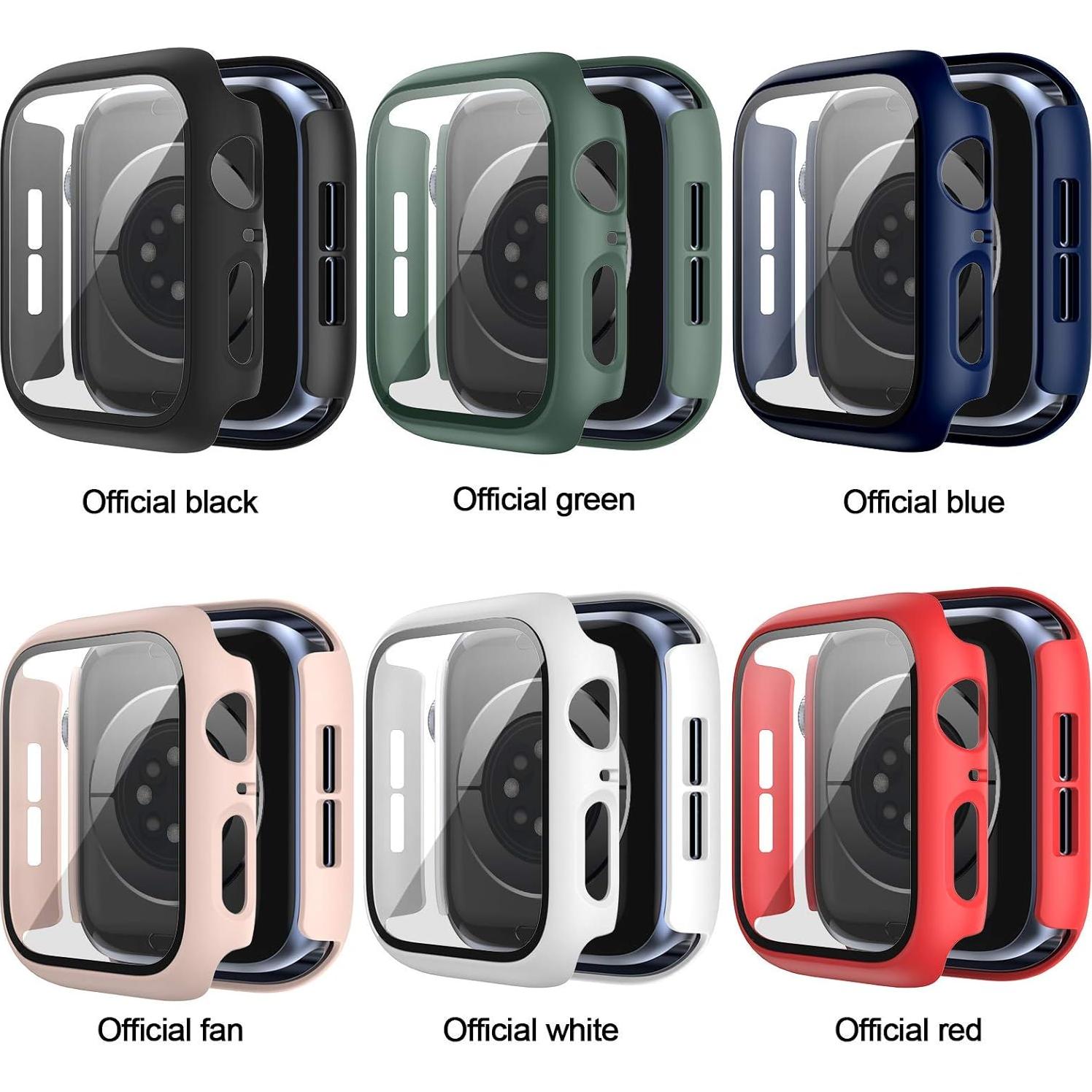 Paquete de 6 Carcasas Duras JZK para Apple Watch 42mm con Protector