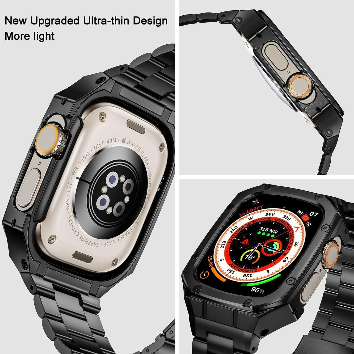 Correa de acero inoxidable BAITEYOU con funda para Apple Watch 49mm