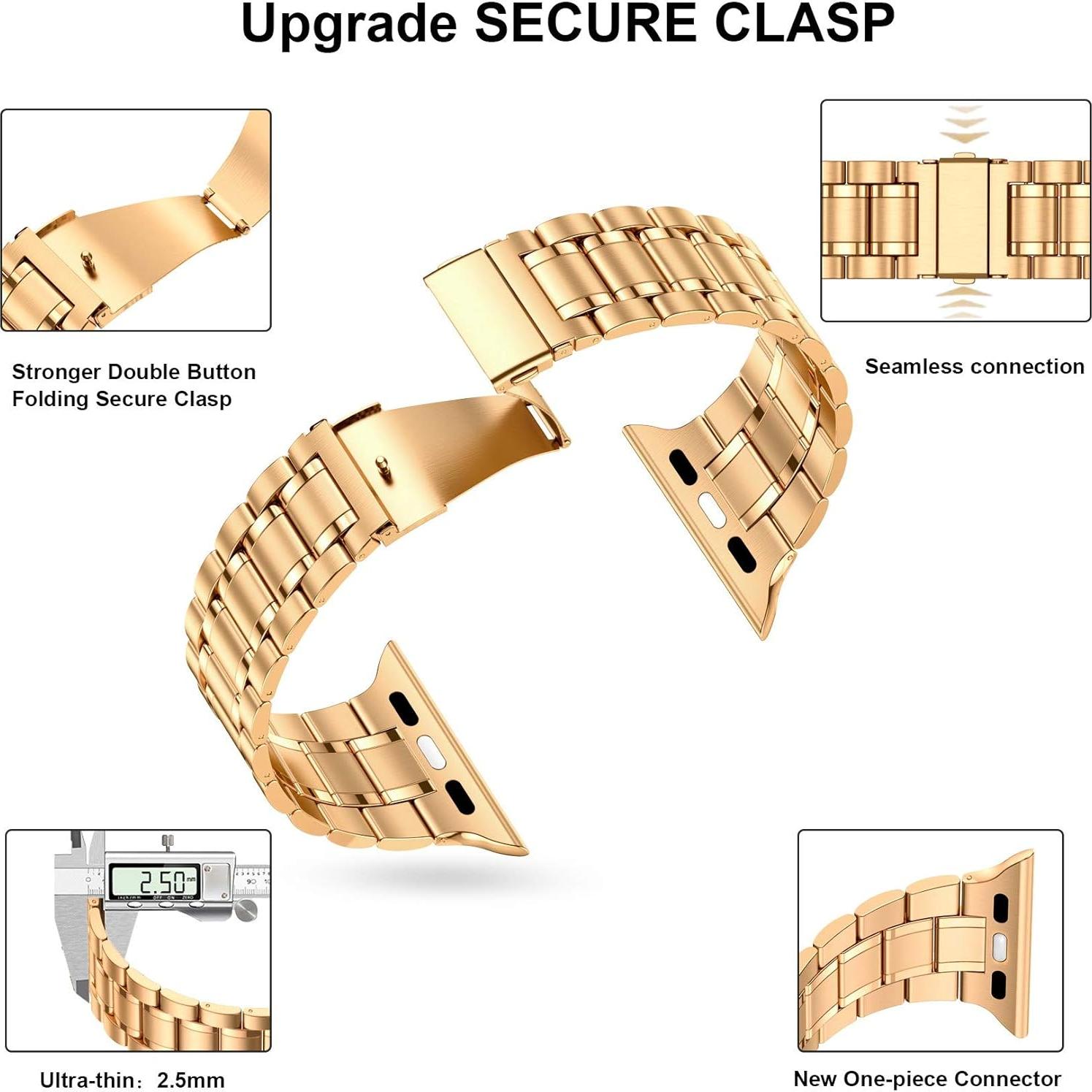 Correa de Acero Inoxidable MioHHR para Apple Watch 38/40 mm Oro Rosa