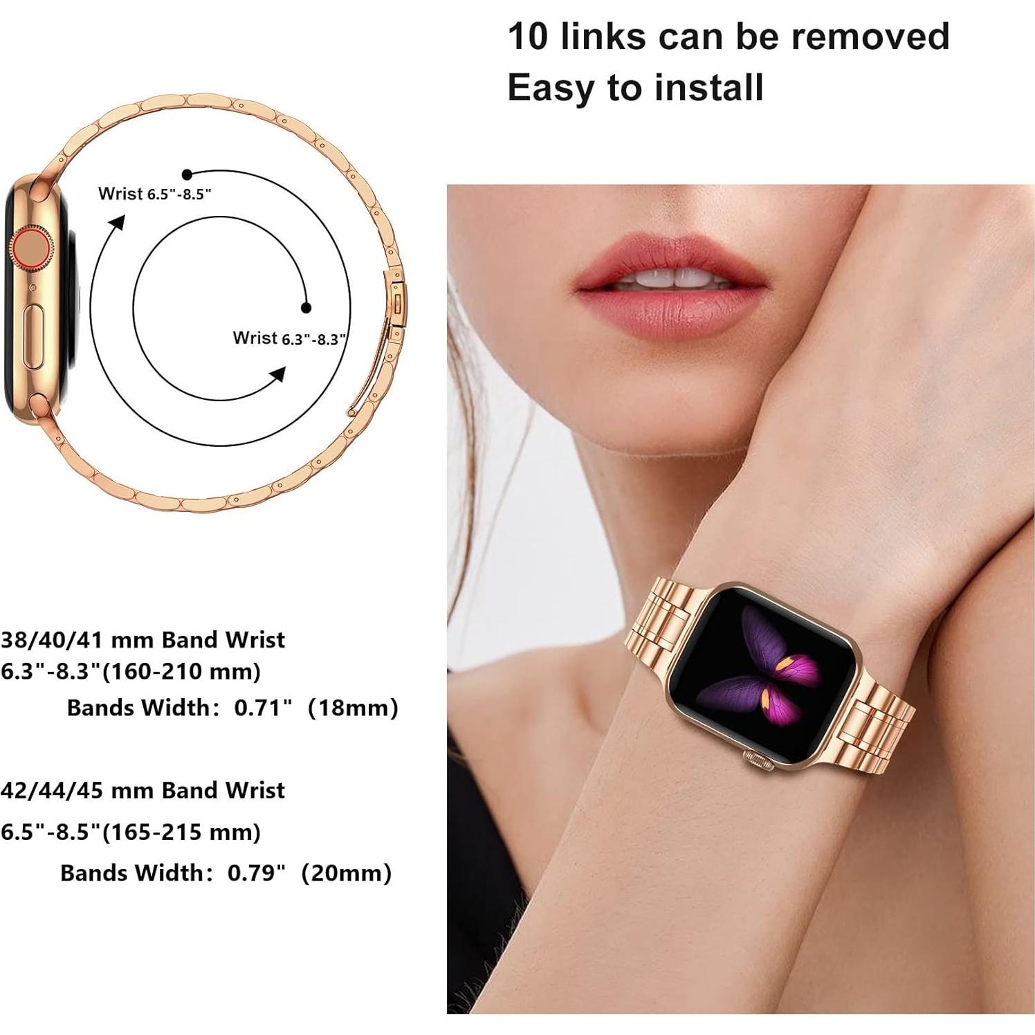 Correa de Acero Inoxidable MioHHR para Apple Watch 38/40 mm Oro Rosa