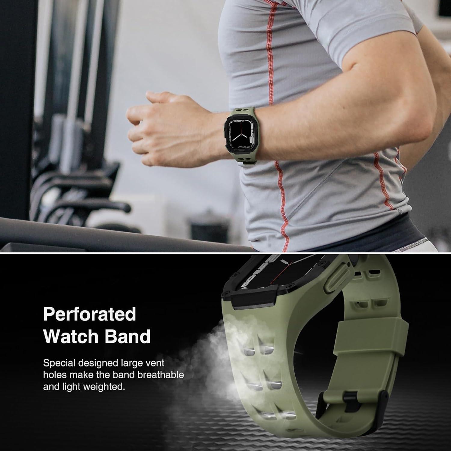Correa y Funda Resistente Nereides para Apple Watch 44/45mm Verde Militar