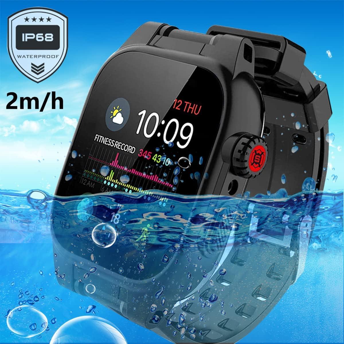 Funda impermeable YOGRE para Apple Watch 45mm IP68 negra