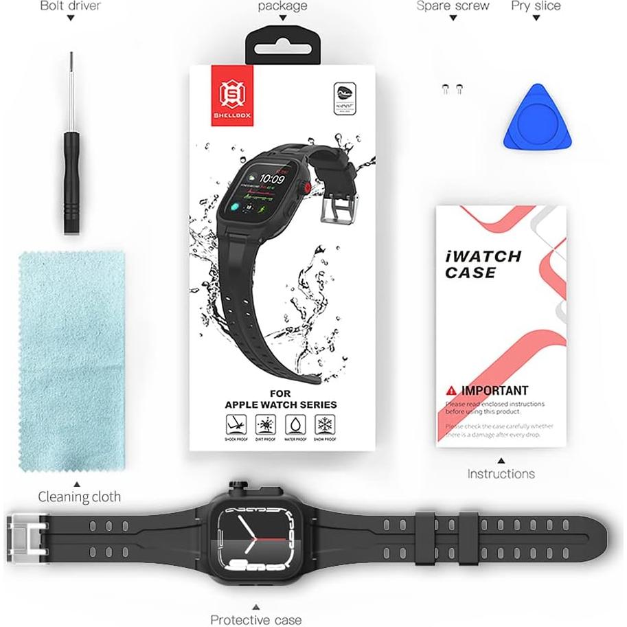 Funda impermeable YOGRE para Apple Watch 45mm IP68 negra