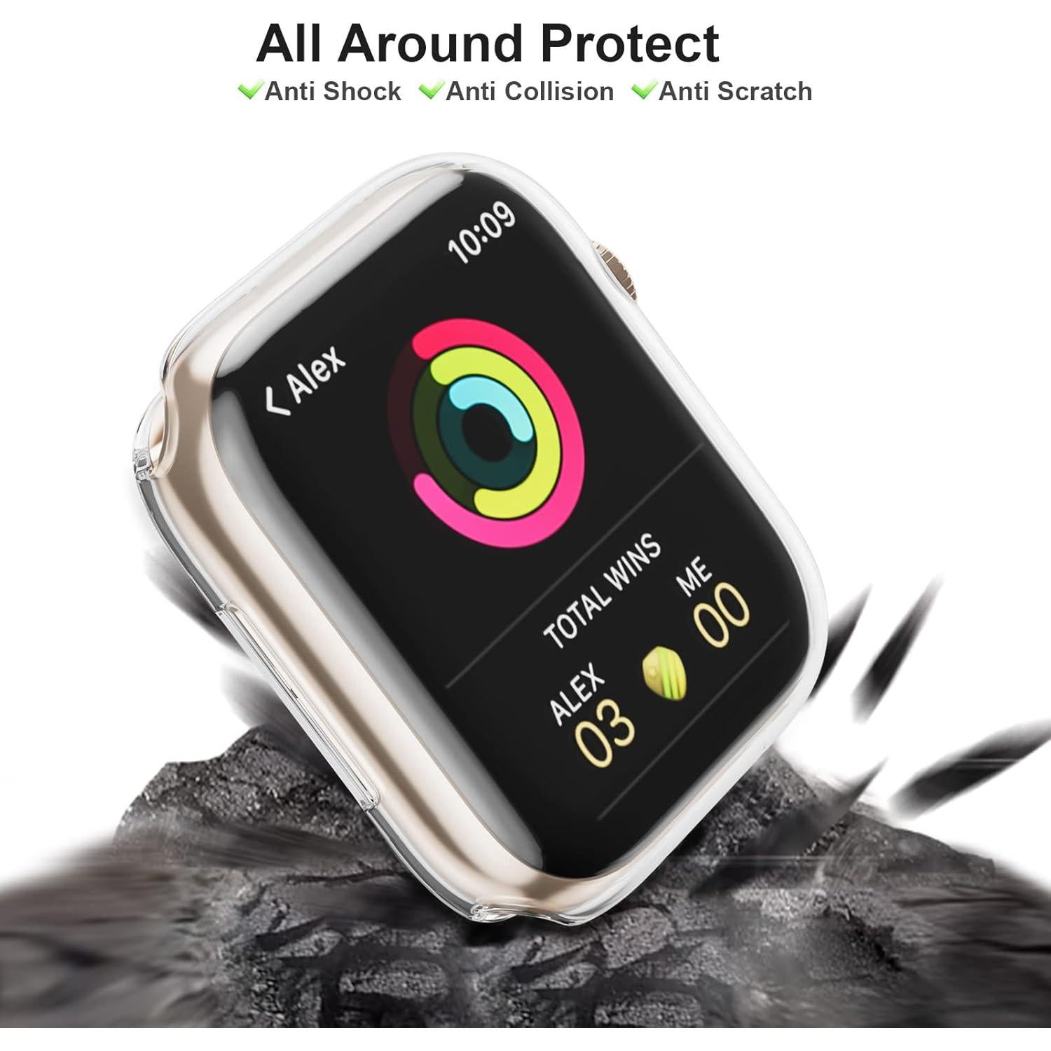 Funda Protectora de Pantalla JZK para Apple Watch 45mm Transparente