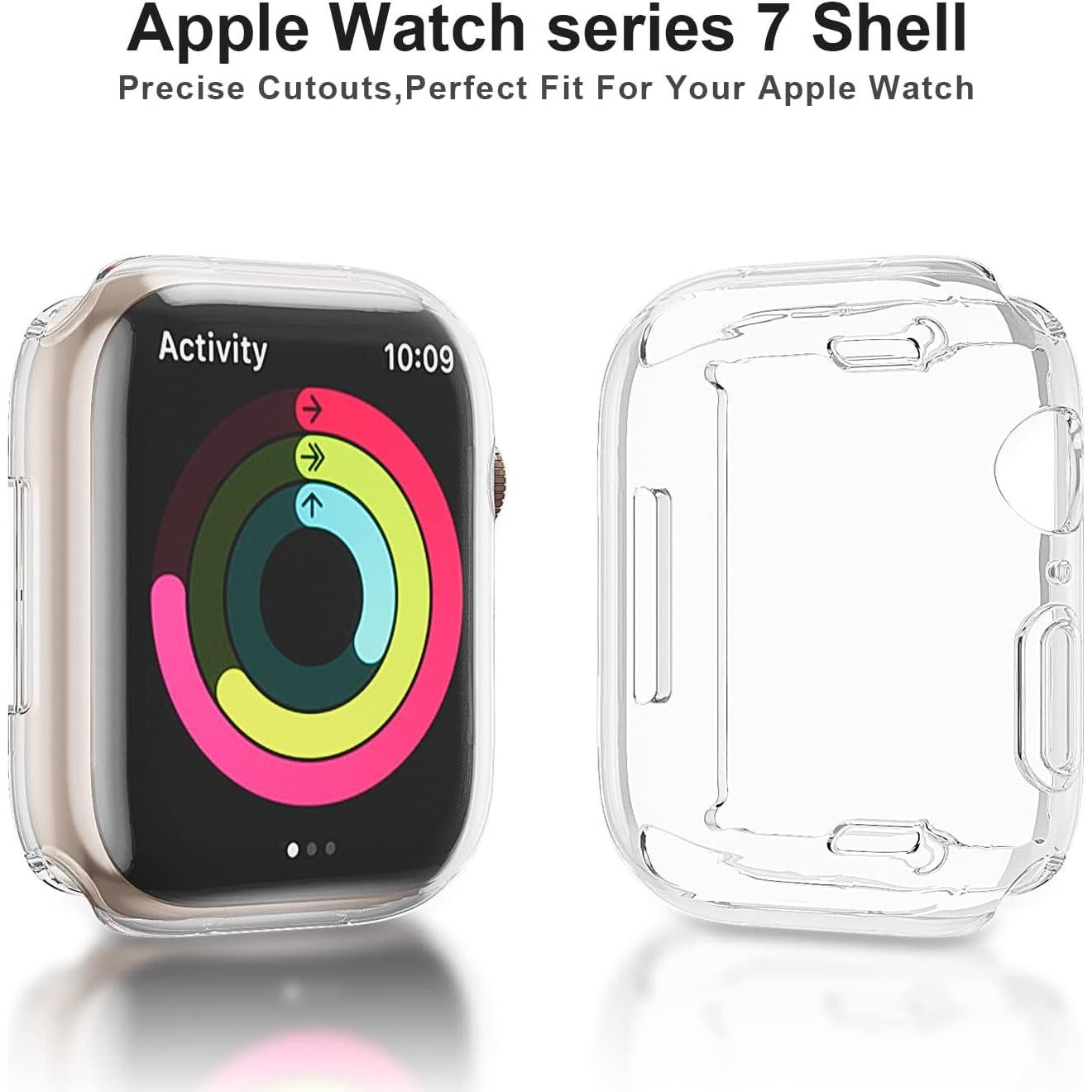 Funda Protectora de Pantalla JZK para Apple Watch 45mm Transparente