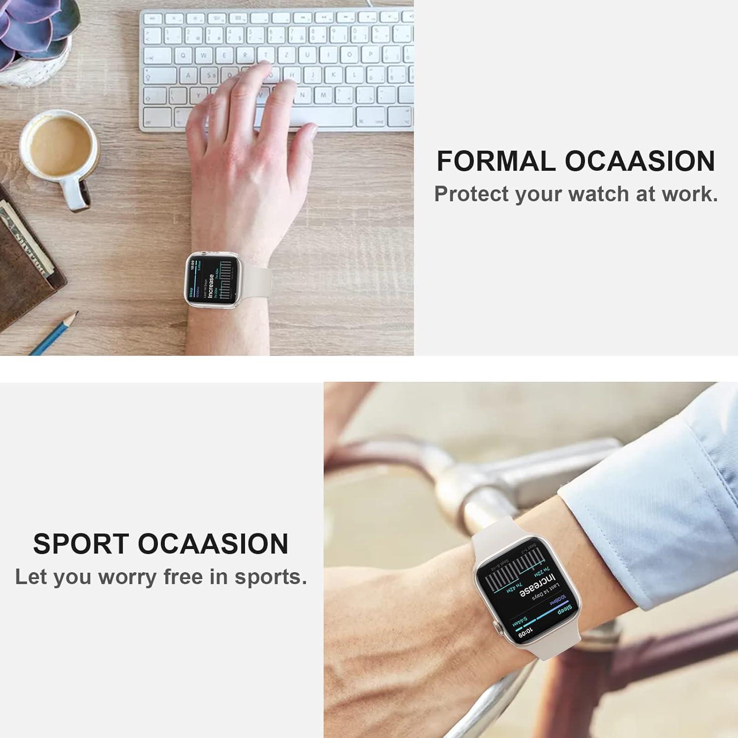 Funda Protectora de Pantalla JZK para Apple Watch 45mm Transparente