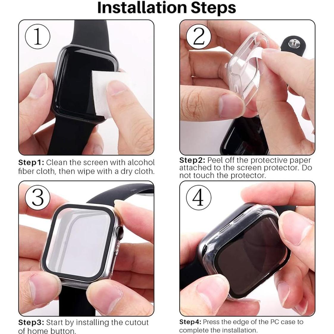 HANKN 6 Pack Hard Matte Case for Apple Watch Series 9 8 7 41mm Tempered Glass Screen Protector Case, Full Protective Cover Ultra-thin Shockproof Shell Button Non-Waterproof Iwatch Bumper (41mm)