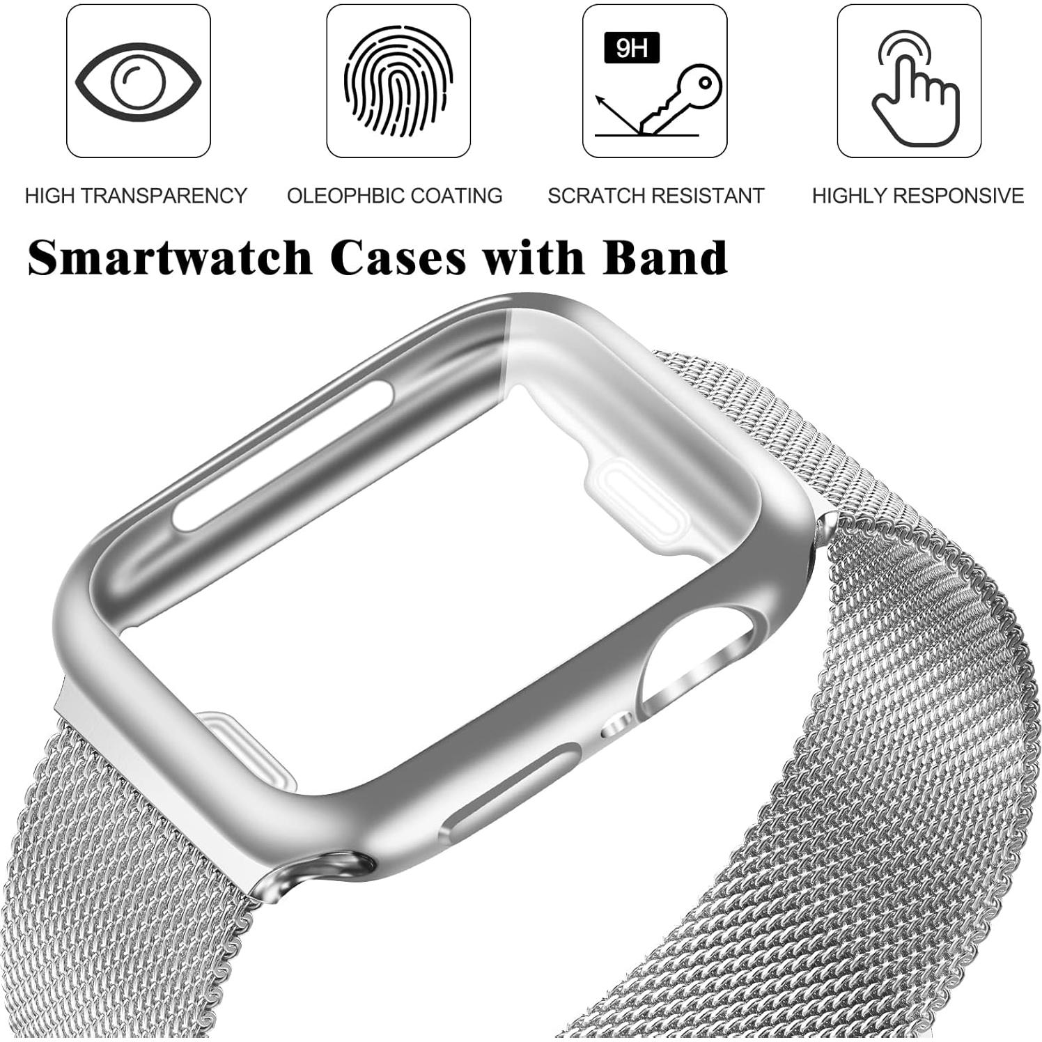 Correa de Metal Milanesa Geoumy 45mm para Apple Watch Plata