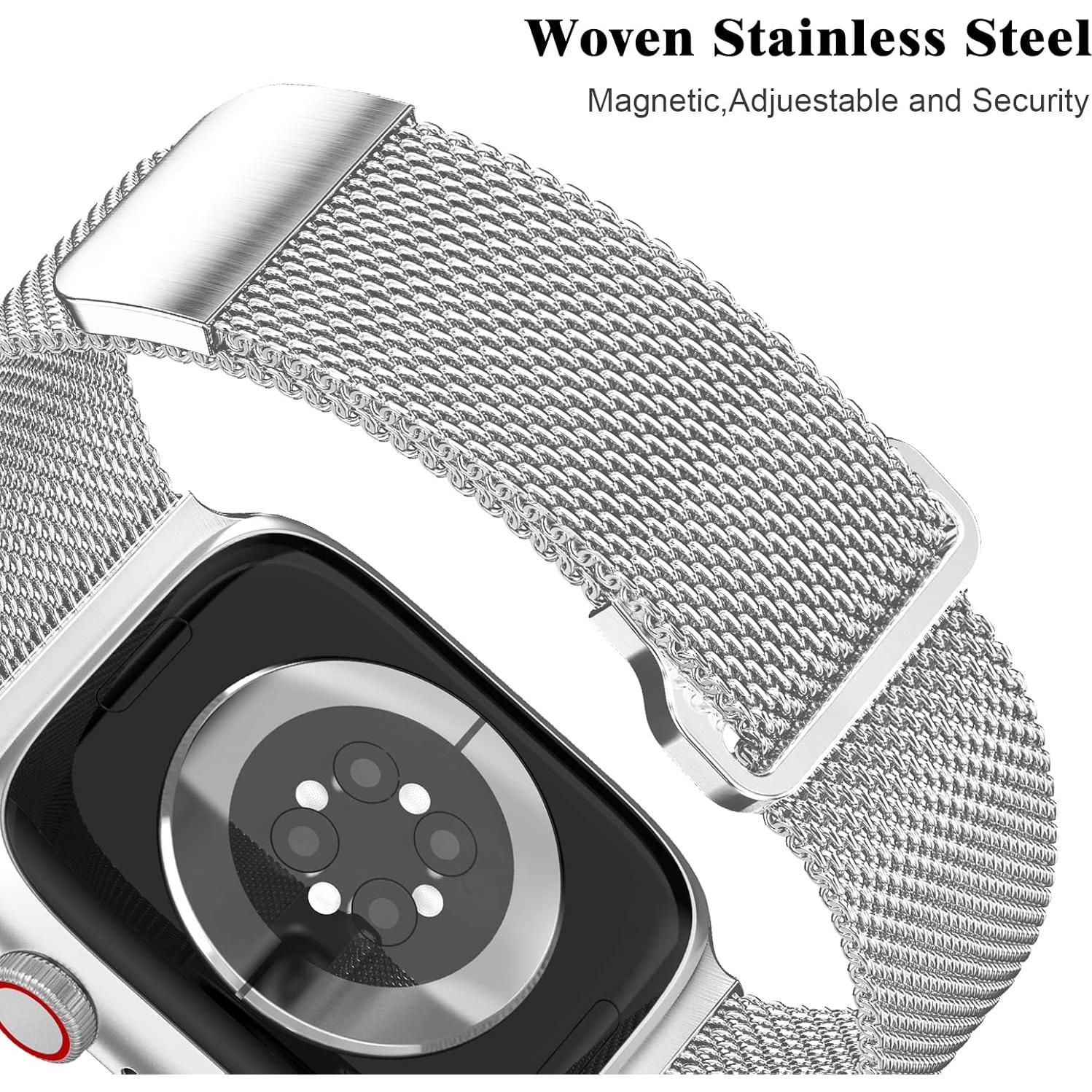 Correa de Metal Milanesa Geoumy 45mm para Apple Watch Plata