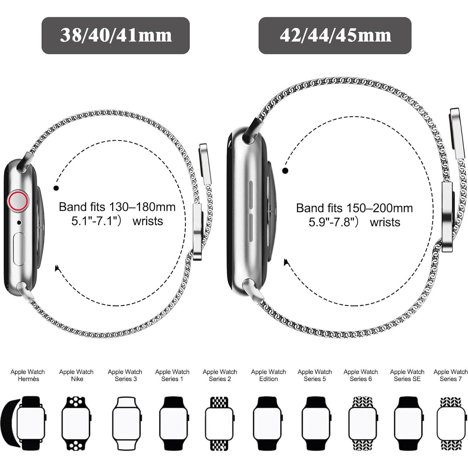 Correa de Metal Milanesa Geoumy 45mm para Apple Watch Plata