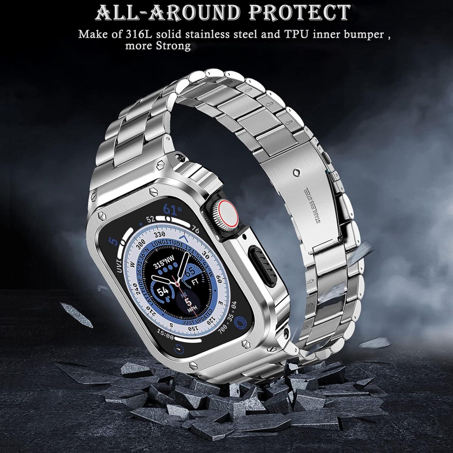 Banda y Caja de Acero Inoxidable MioHHR para Apple Watch 46mm