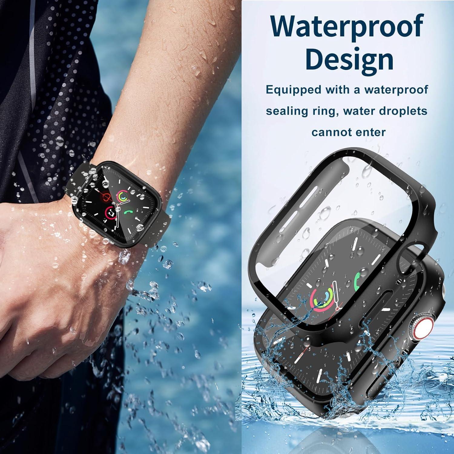 Funda Impermeable para Apple Watch 44mm - Protector Vidrio Templado