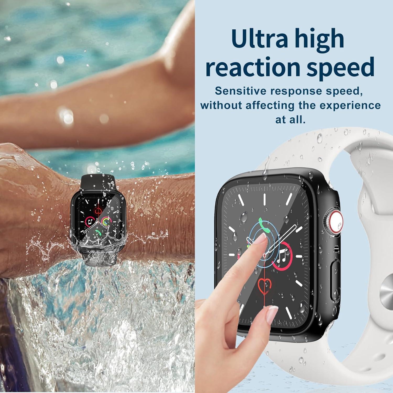 Funda Impermeable para Apple Watch 44mm - Protector Vidrio Templado