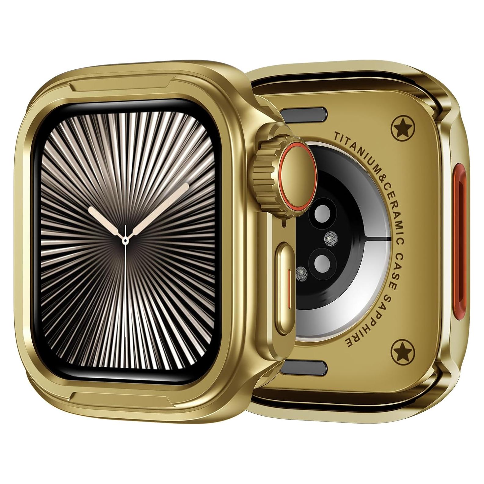 Funda Metálica 2 en 1 ZZDZZ para Apple Watch 10 46mm Dorado