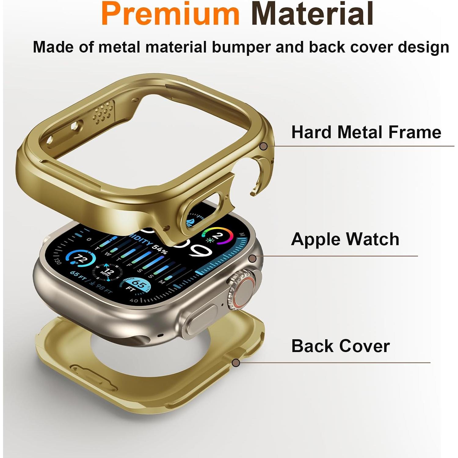Funda Metálica 2 en 1 ZZDZZ para Apple Watch 10 46mm Dorado