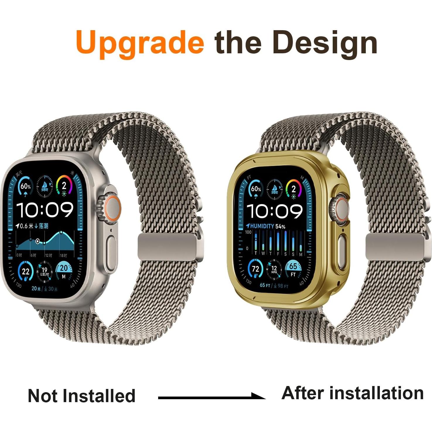 Funda Metálica 2 en 1 ZZDZZ para Apple Watch 10 46mm Dorado