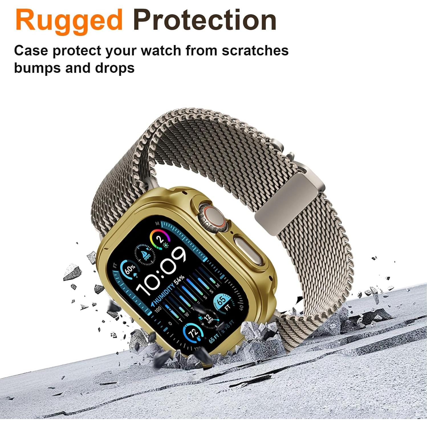 Funda Metálica 2 en 1 ZZDZZ para Apple Watch 10 46mm Dorado
