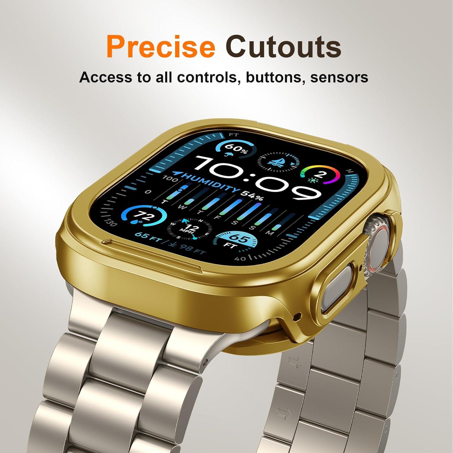 Funda Metálica 2 en 1 ZZDZZ para Apple Watch 10 46mm Dorado