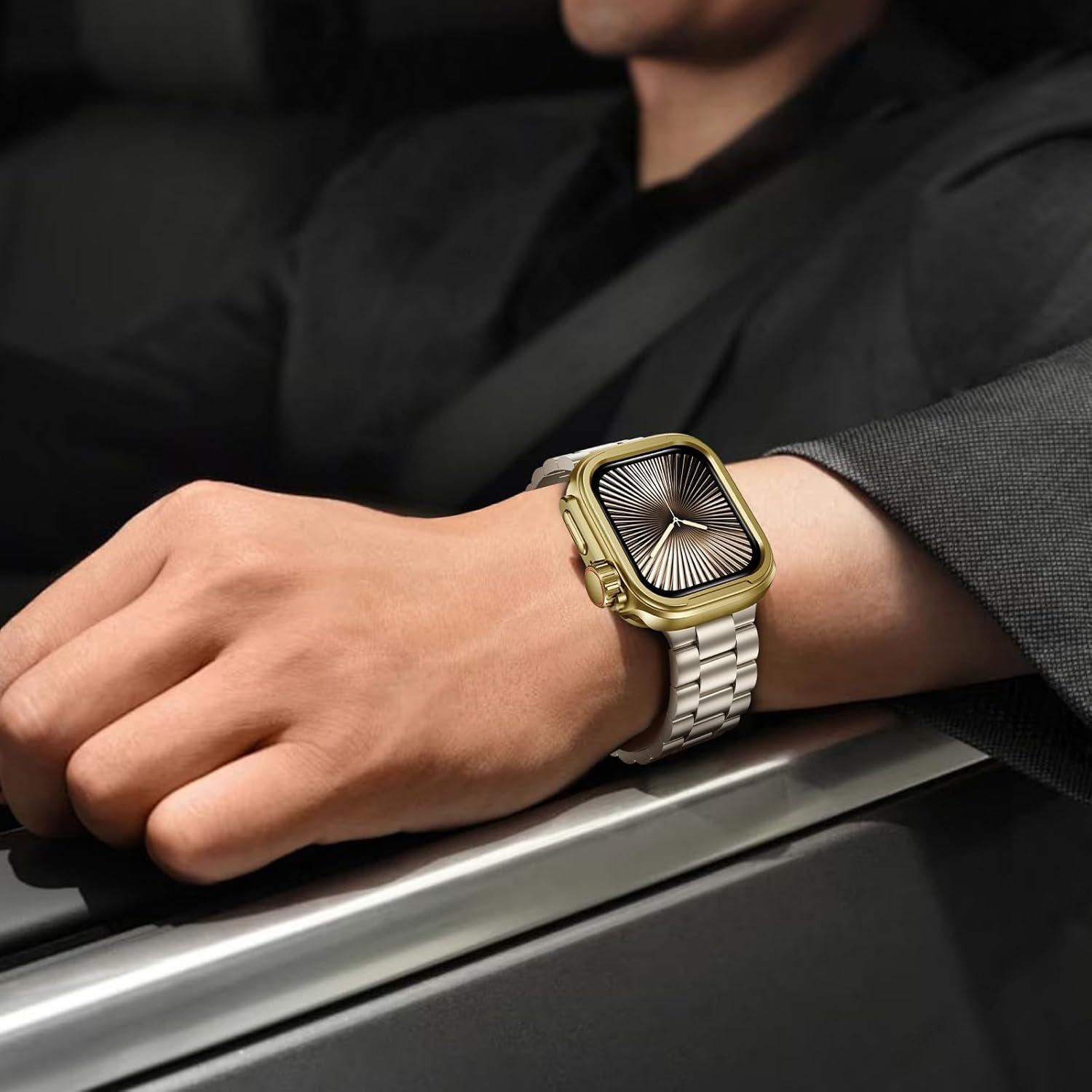 Funda Metálica 2 en 1 ZZDZZ para Apple Watch 10 46mm Dorado