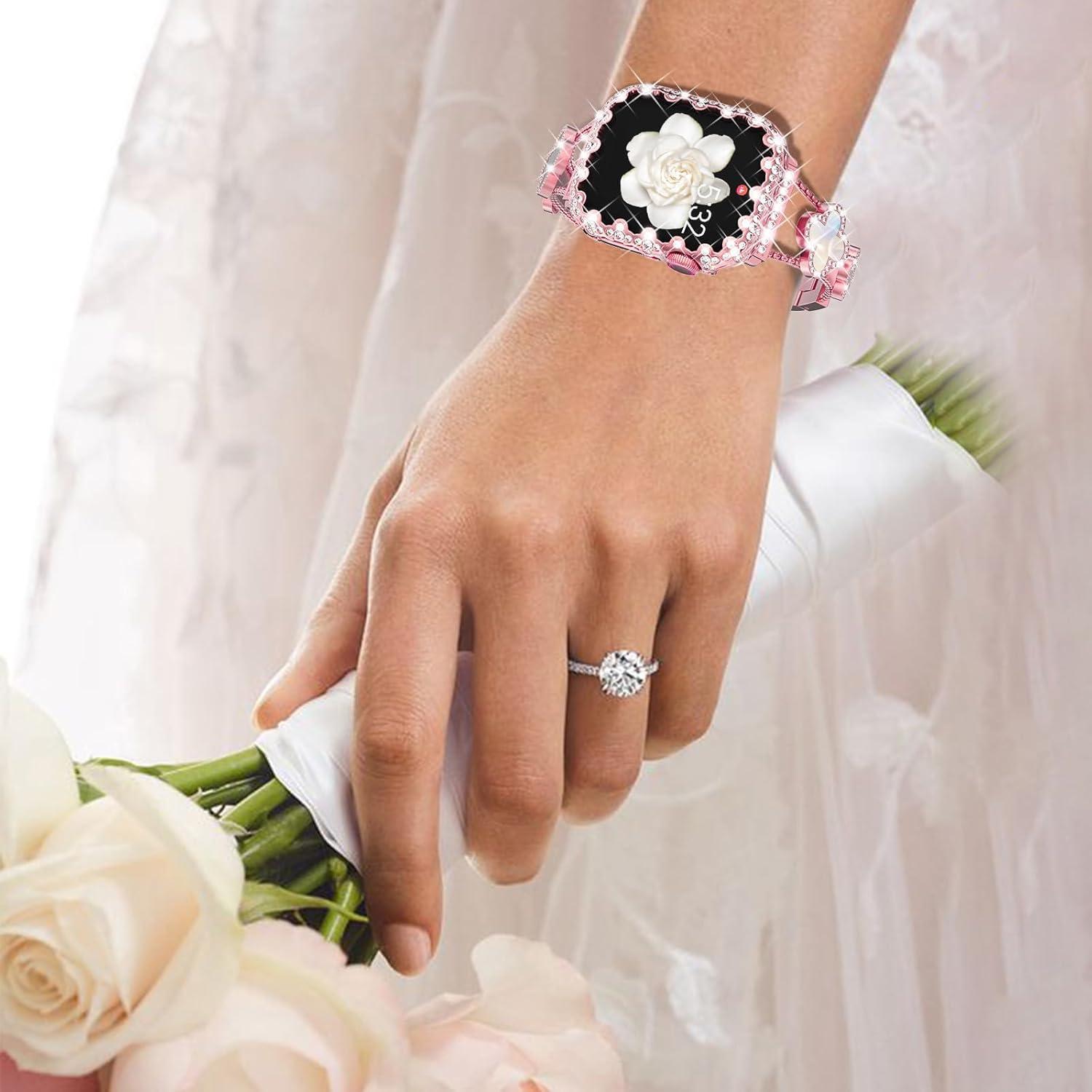 Funda Protectora WINGLE para Apple Watch 45mm Rosa Bling