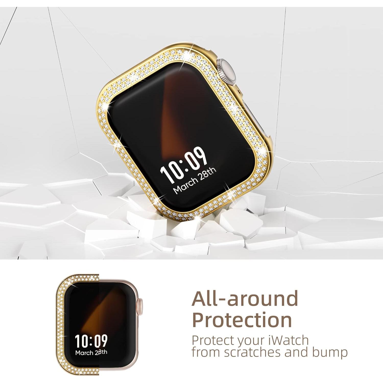Funda Brillante Missair para Apple Watch 45mm Dorado