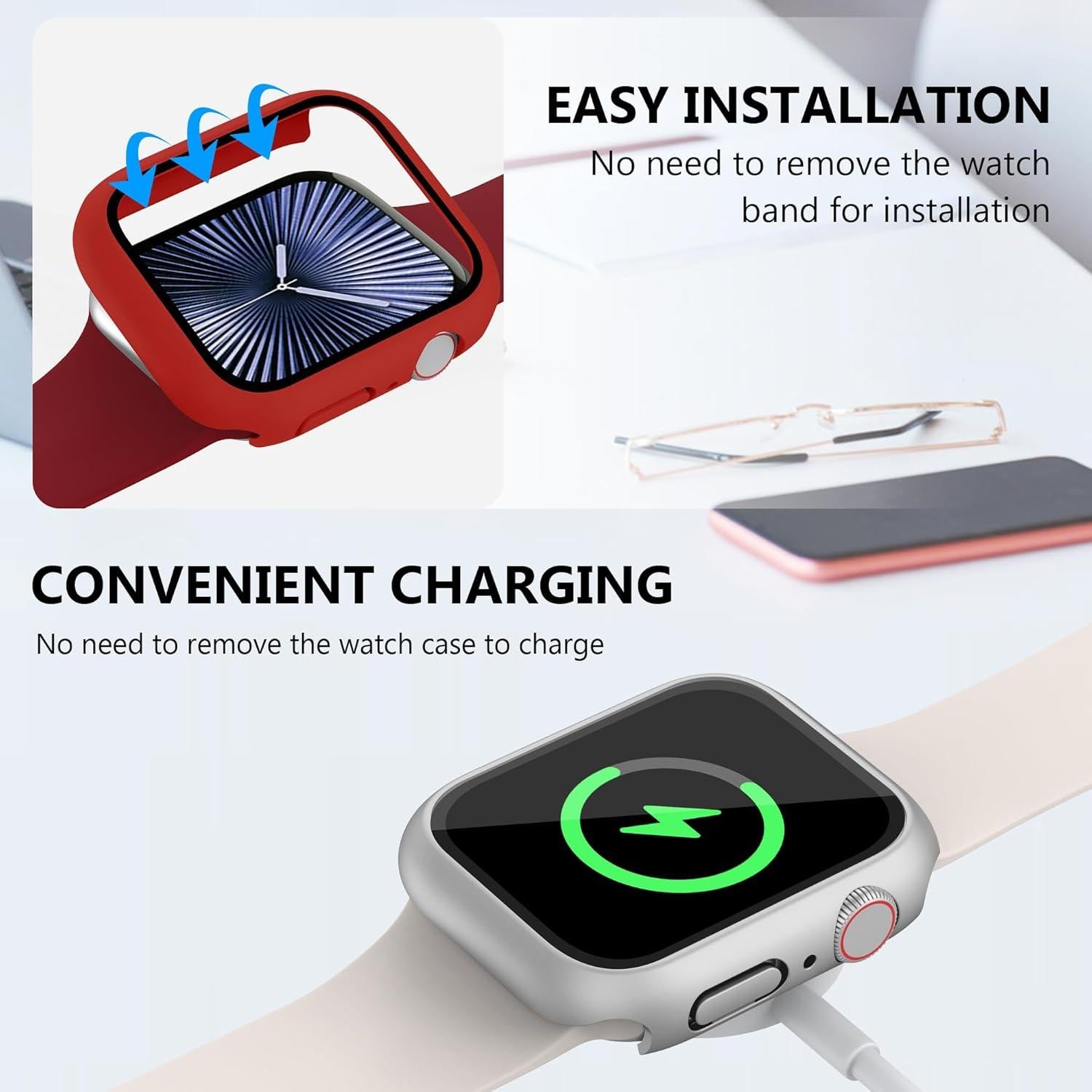 Paquete de 20 fundas para Apple Watch Series 10 46mm con vidrio templado