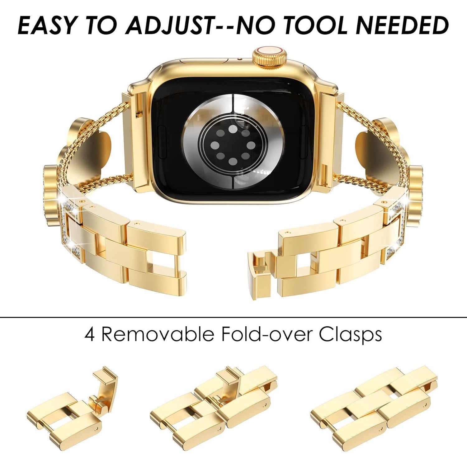 Banda de Reloj Apple Surace 40mm Oro con Diamantes y Estuche