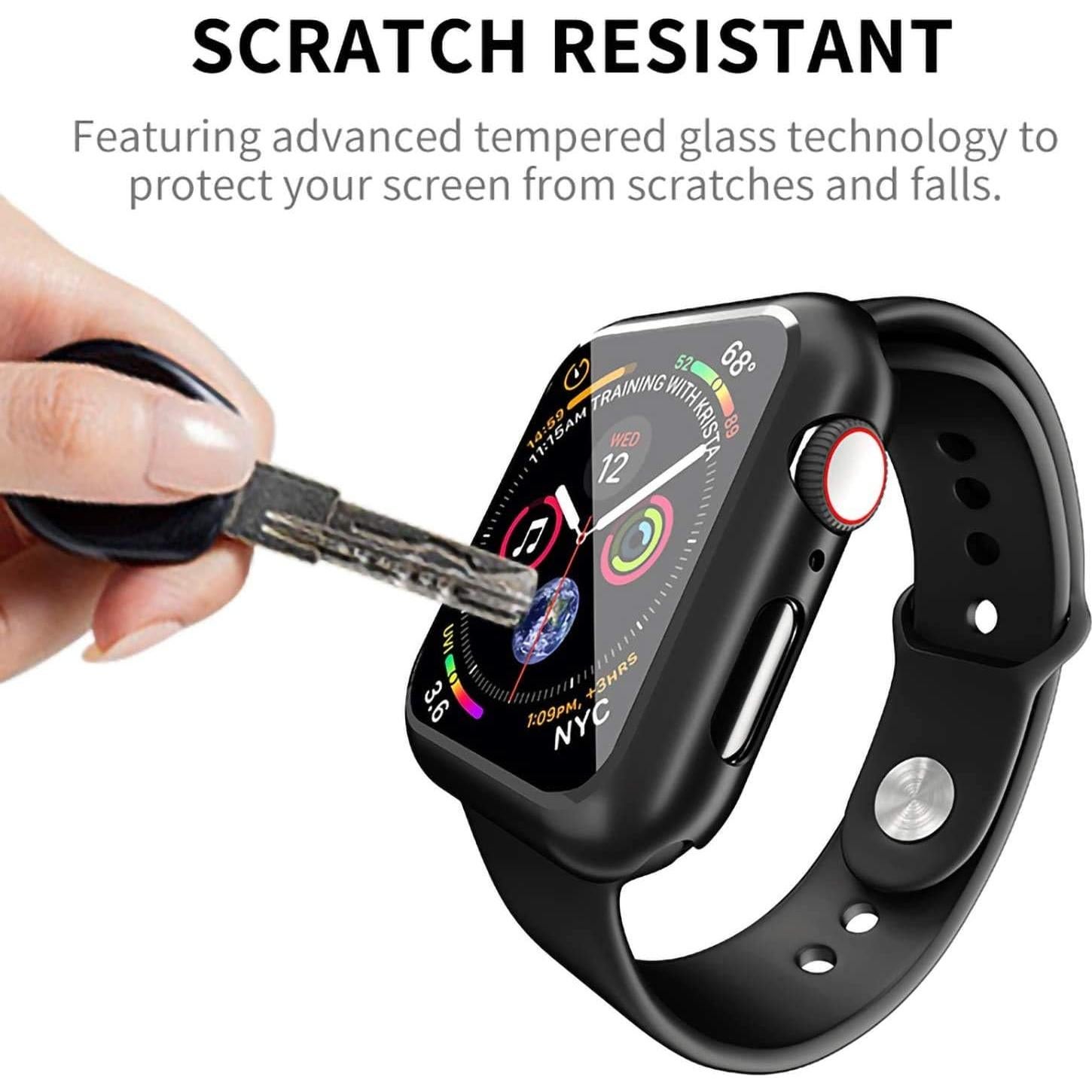 Funda Dura Sonriente para Apple Watch 44mm - Negra con Vidrio Templado