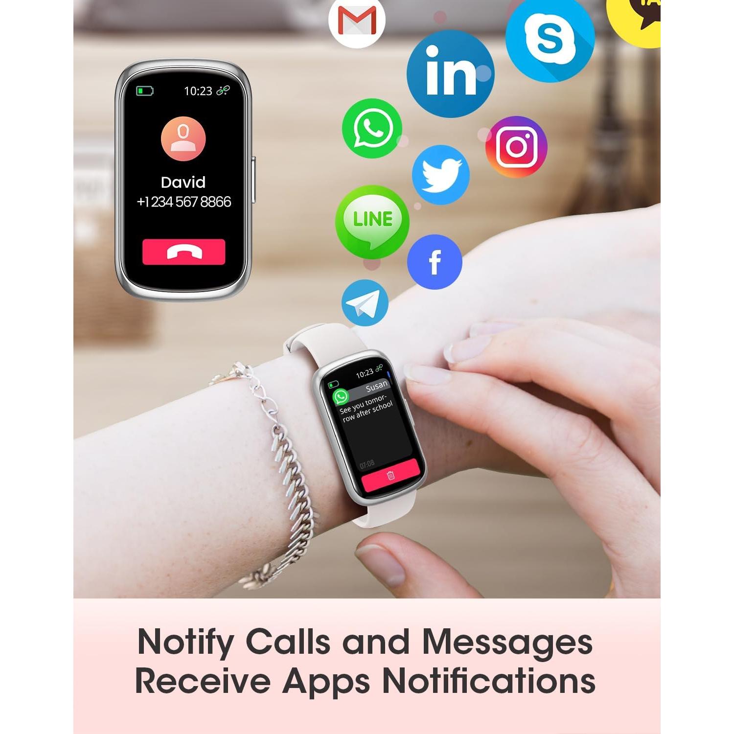 Rastreador de Fitness AKUMAKA CS5, Reloj Inteligente Plata IP68