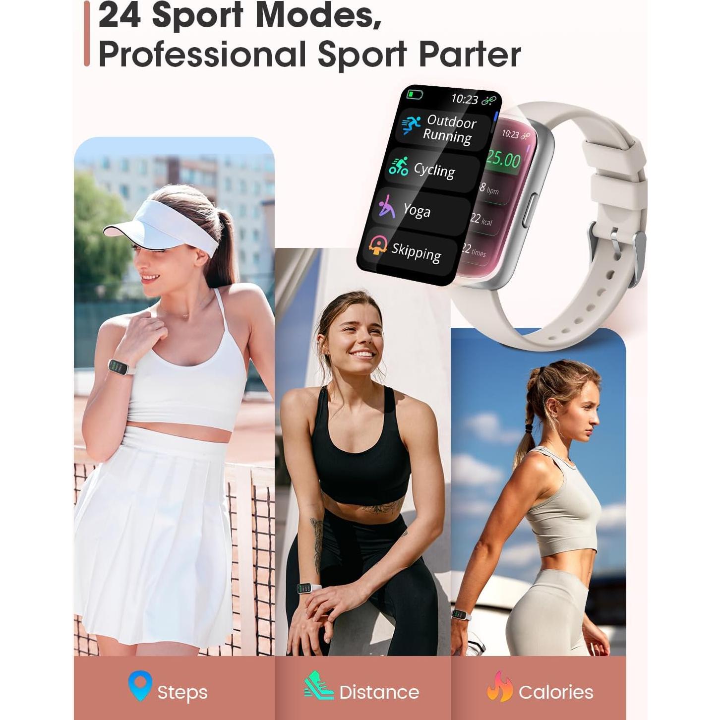 Rastreador de Fitness AKUMAKA CS5, Reloj Inteligente Plata IP68