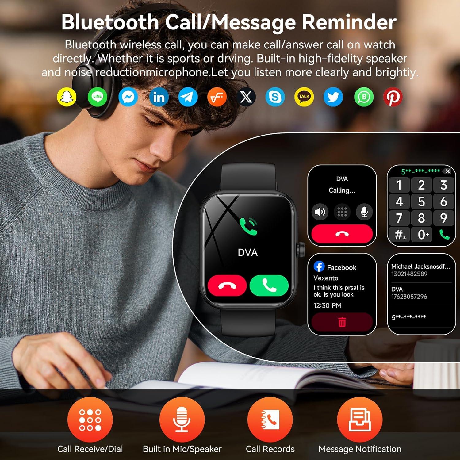 Reloj Inteligente BOOOMIC IDW25 con Alexa, 1.83" HD, IP68