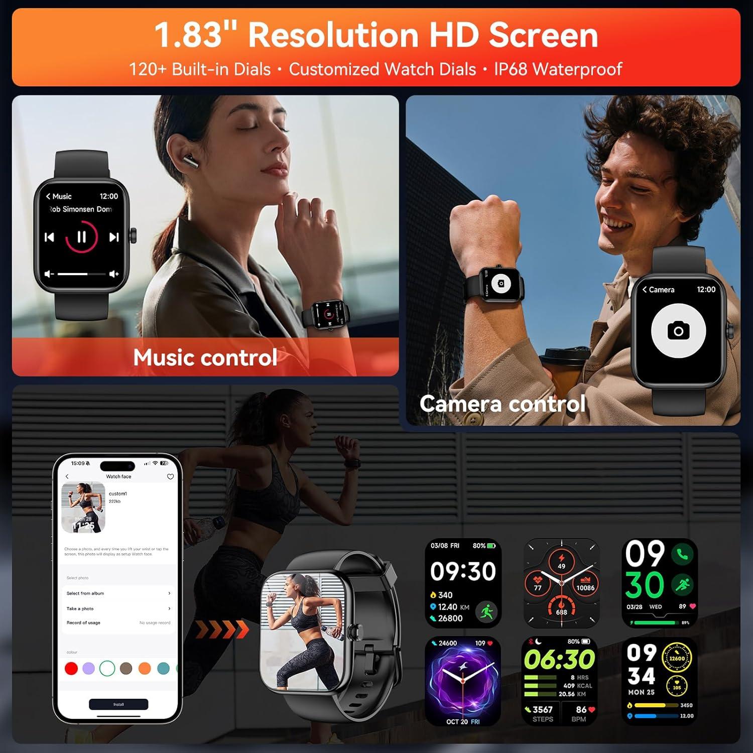 Reloj Inteligente BOOOMIC IDW25 con Alexa, 1.83" HD, IP68