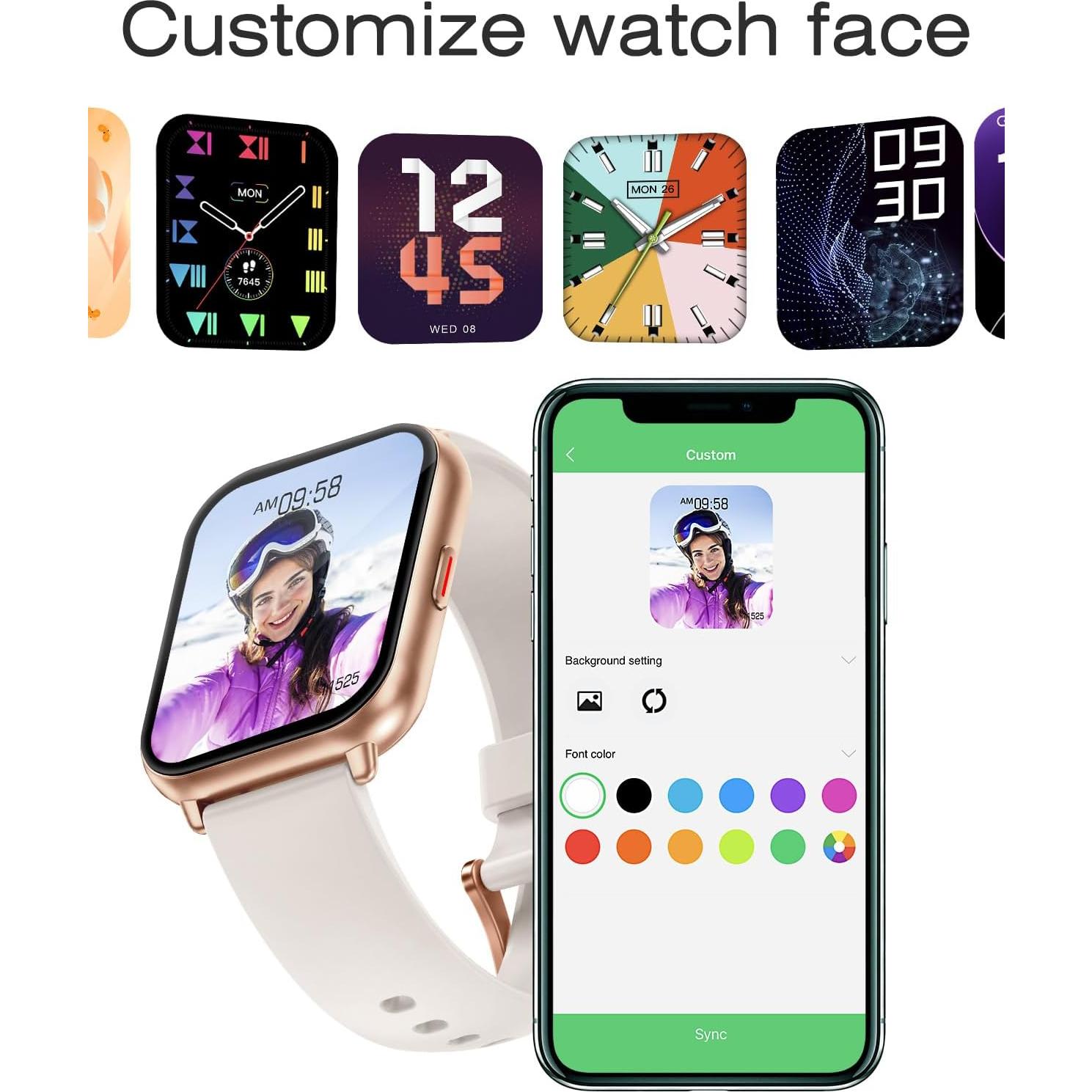 Reloj Inteligente Cloudpoem 1.85" Fitness Llamadas IP68 Dorado