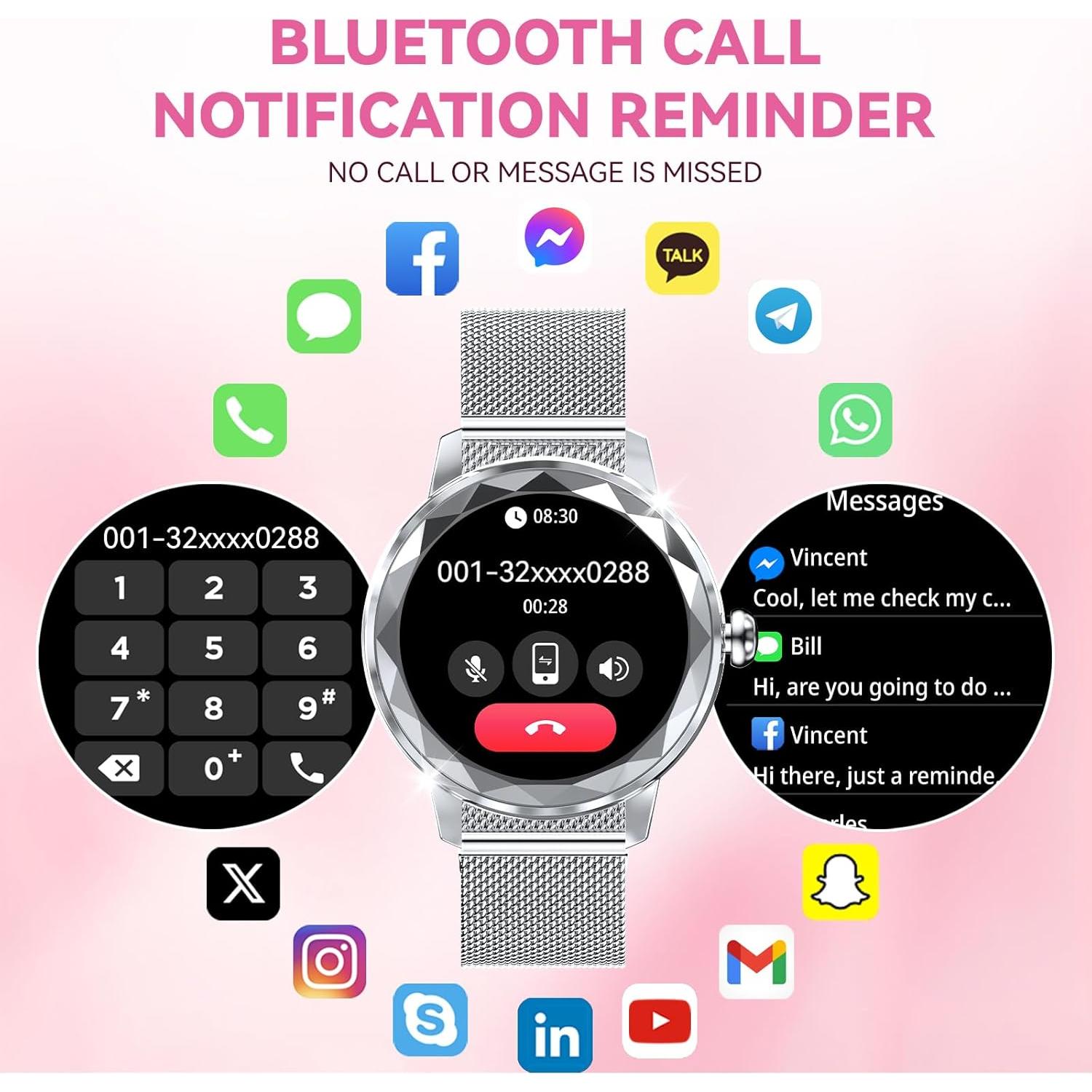 Reloj Inteligente para Mujeres Homailida W02 Plata 1.2" Fitness