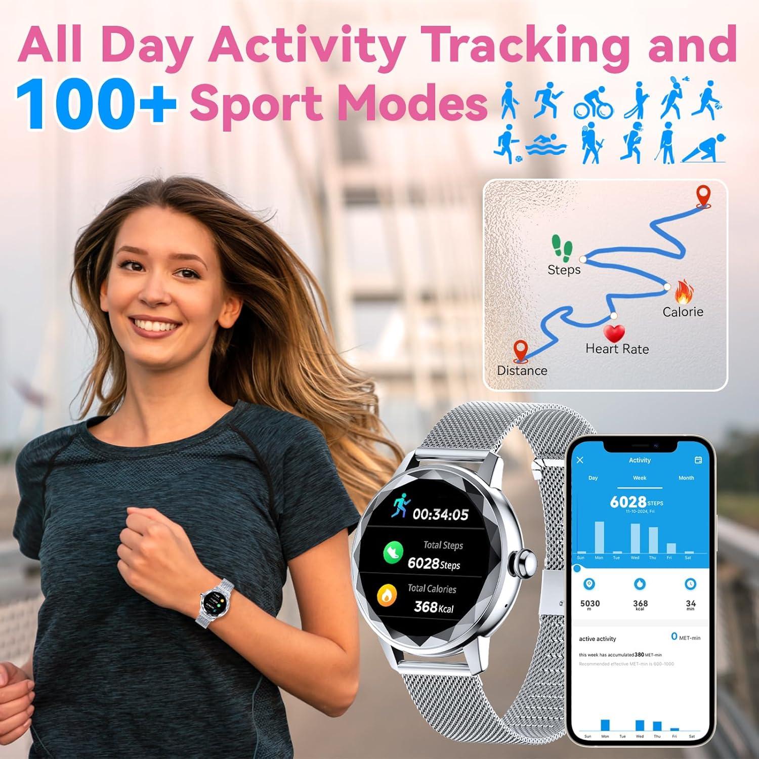 Reloj Inteligente para Mujeres Homailida W02 Plata 1.2" Fitness