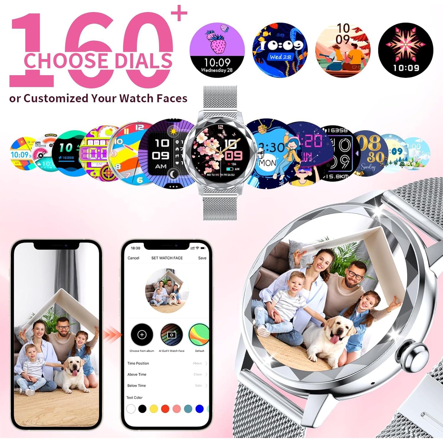 Reloj Inteligente para Mujeres Homailida W02 Plata 1.2" Fitness