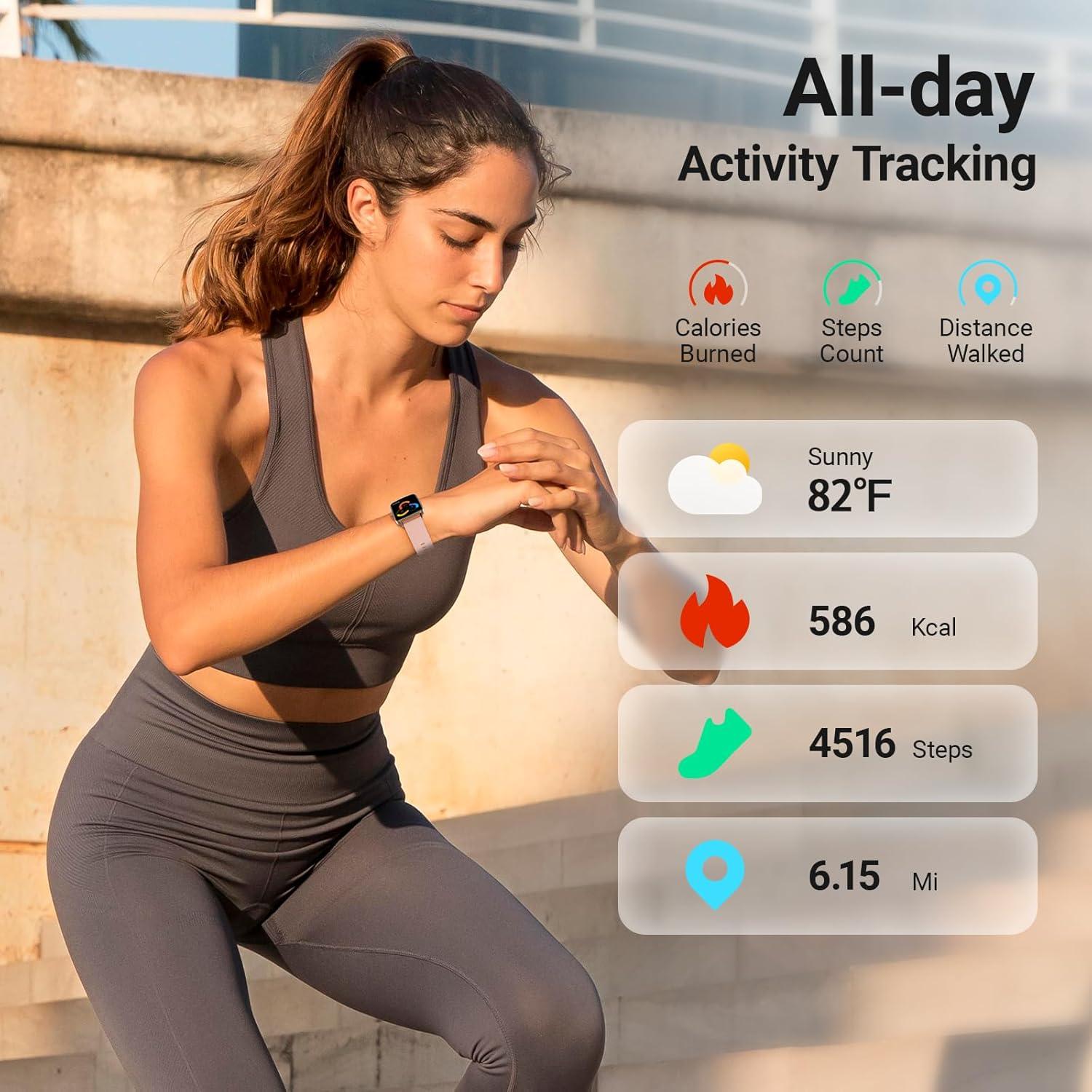 Reloj Inteligente Fitpolo para Mujeres Rosa, IP68, 1.85"