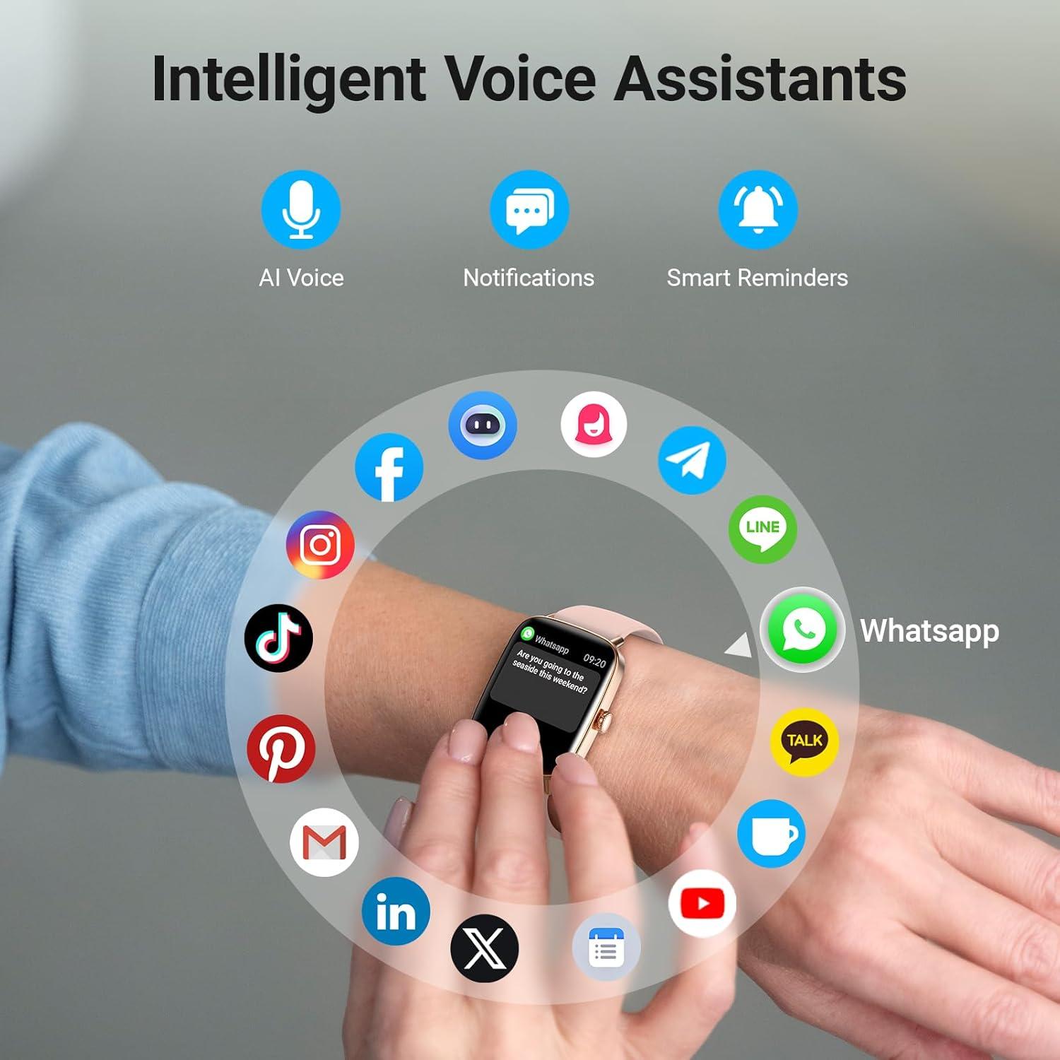 Reloj Inteligente Fitpolo para Mujeres Rosa, IP68, 1.85"