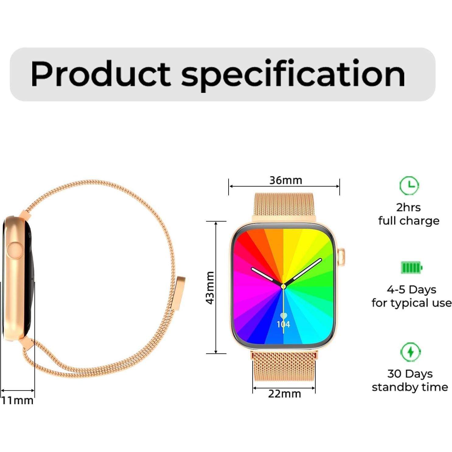 Reloj Inteligente MIDDOW Dorado 1.85" AMOLED Fitness Salud