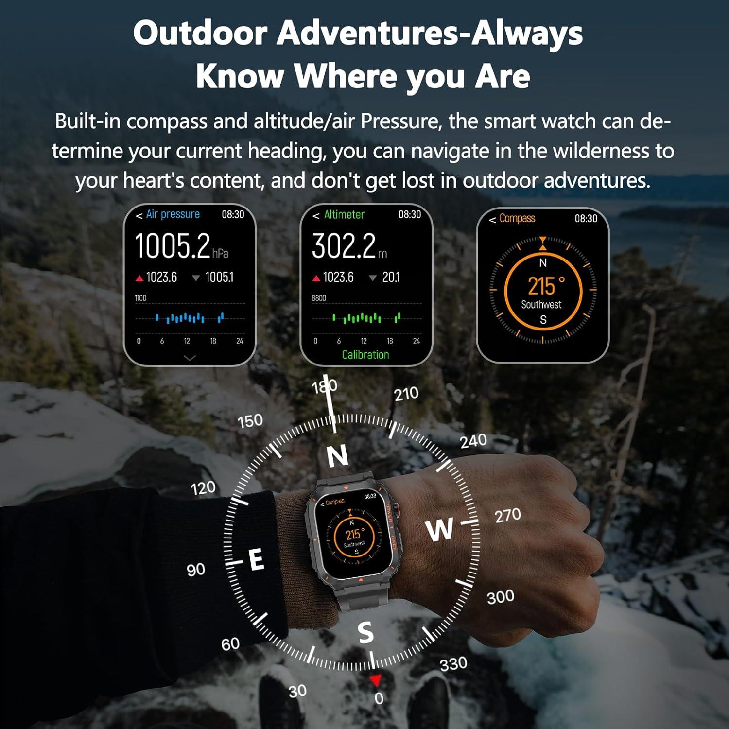 Reloj Inteligente Militar JnJnhkta P69 GPS Negro con Salud