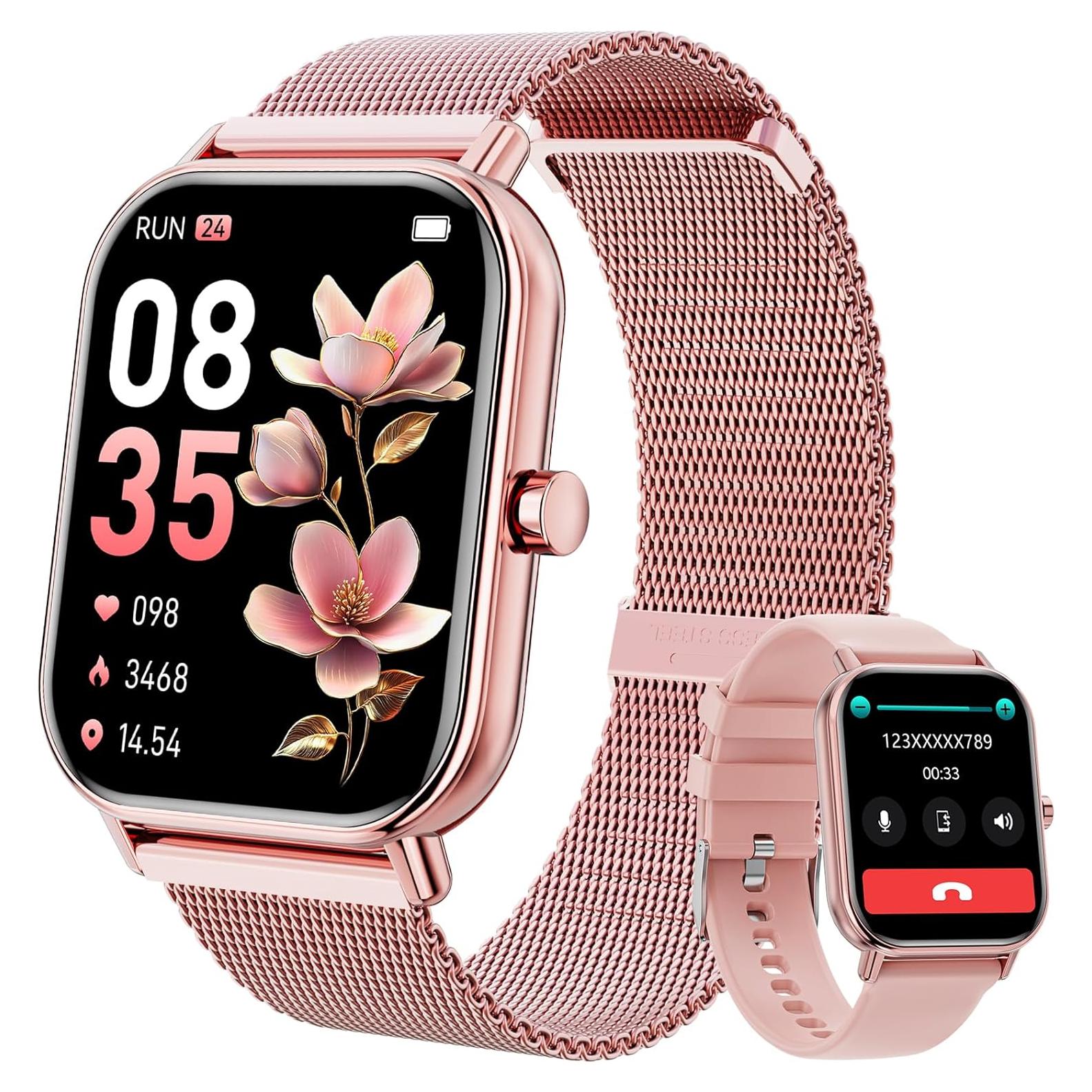 Reloj Inteligente Haulvean 1.85" Rosa con Monitoreo de Salud