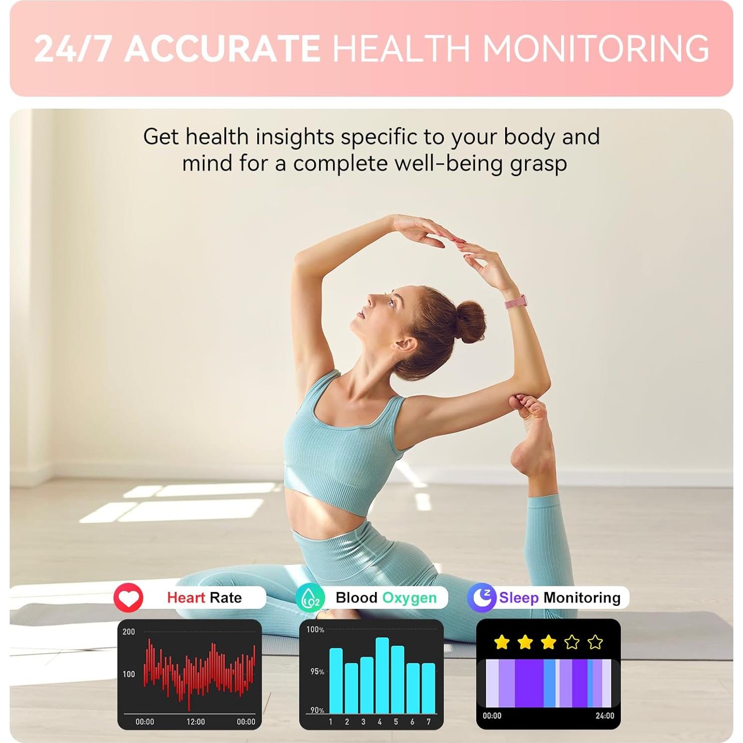 Reloj Inteligente Haulvean 1.85" Rosa con Monitoreo de Salud